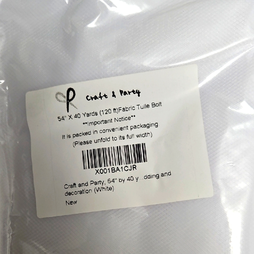 White Fabric Tulle Bolt 120'